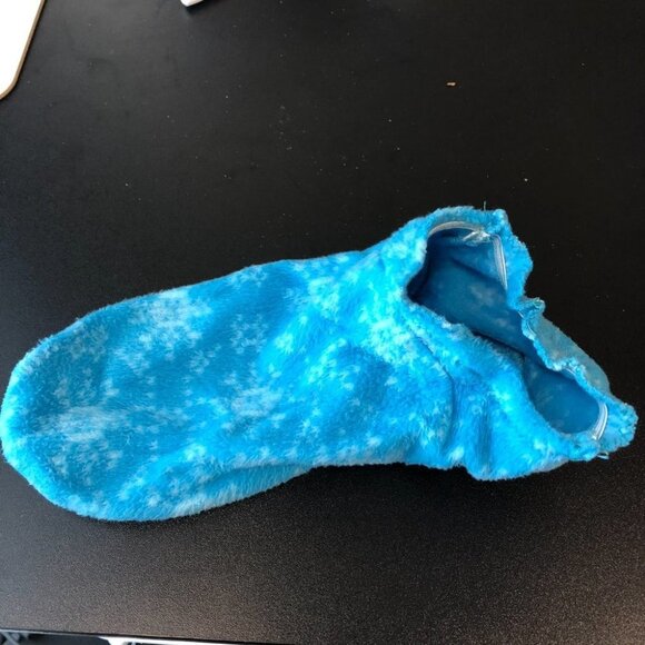 La Vie En Rose blue fleece onesie pajamas with zip-up closure & 1 slipper/sock M - Picture 9 of 14